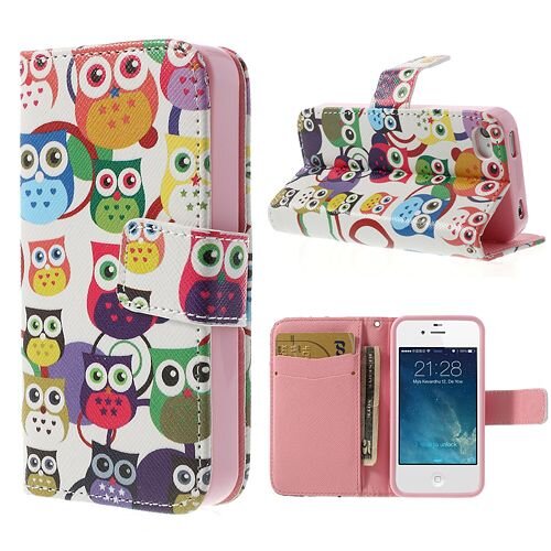 Uilenserie uilen magnetische leather cover voor iphone 4 4s