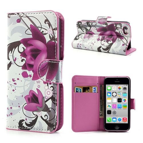 PU Leren Wallet iPhone 5c - Elegante Lotus
