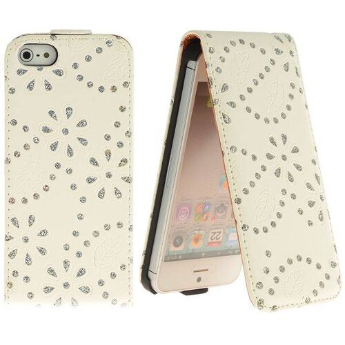 Rhinestone flipcase iPhone 5 Wit Rhinestone flipcase iPhone 5 Wit