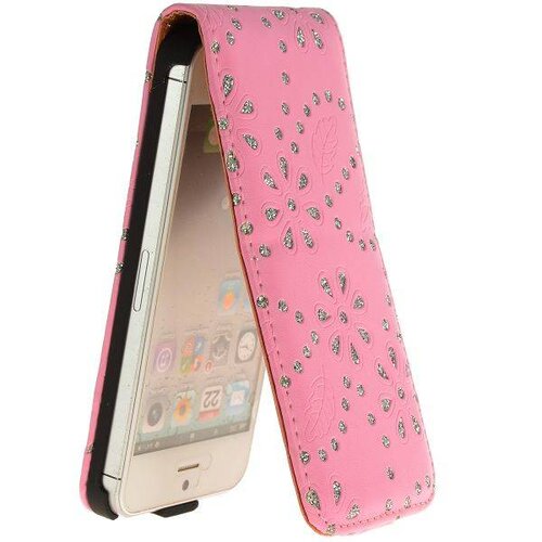 rhinestone flipcase iphone 5 roze