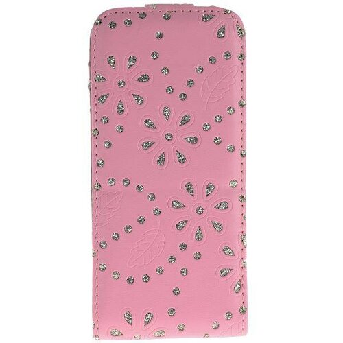 rhinestone flipcase iphone 5 roze