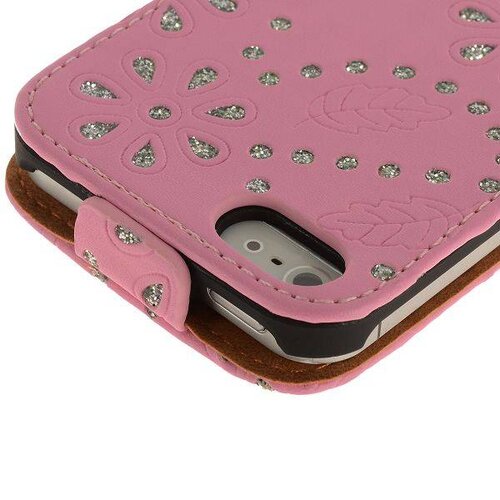 rhinestone flipcase iphone 5 roze