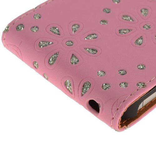 rhinestone flipcase iphone 5 roze