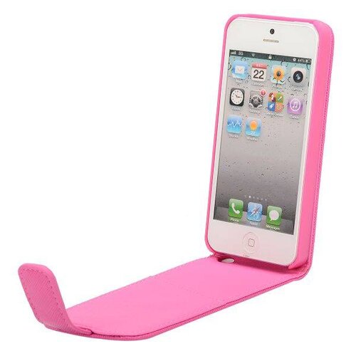 stijlvolle iphone 5 5s flipcase leder roze