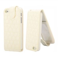 Wit Hartjes gestikte lederen Flip Case