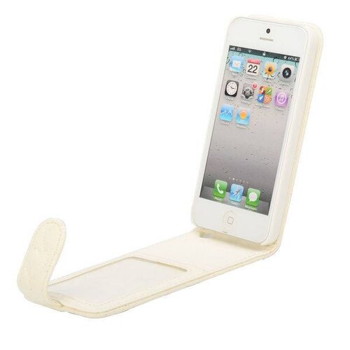 wit hartjes gestikte lederen flip case