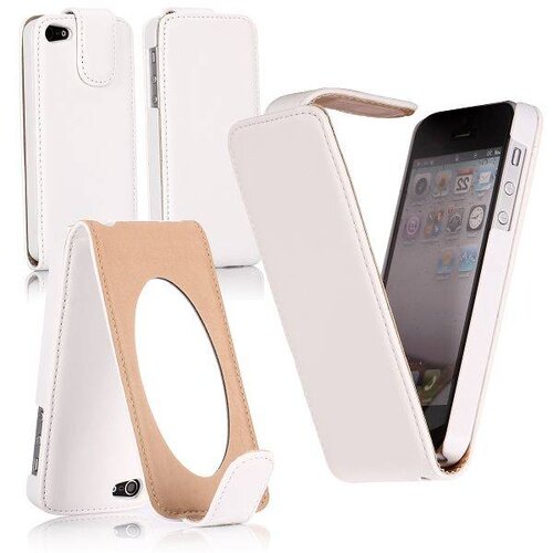 Wit lederen Flip case met spiegeltje iPhone 5 5S Wit lederen Flip case met spiegeltje iPhone 5 5S