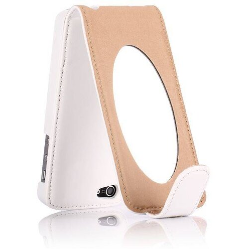 wit lederen flip case met spiegeltje iphone 5 5s