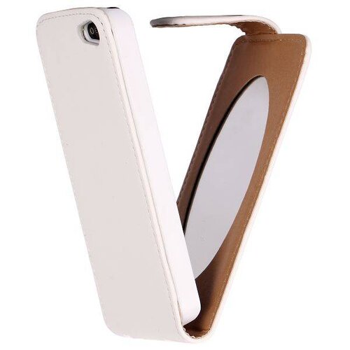 wit lederen flip case met spiegeltje iphone 5 5s