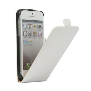 Klassiek Wit lederen iPhone 5/5S Flip case