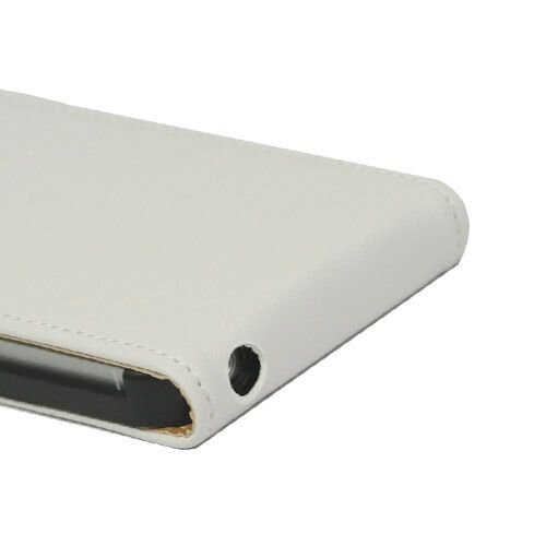 lederen classic flip case iphone 5 wit