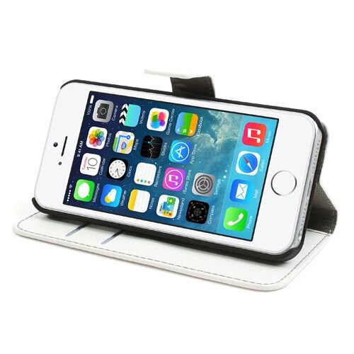 pu leren wallet iphone 5 s wit