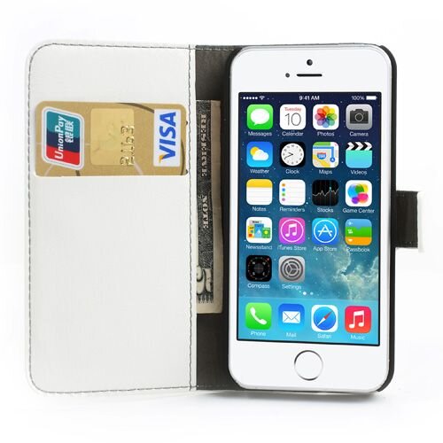 pu leren wallet iphone 5 s wit
