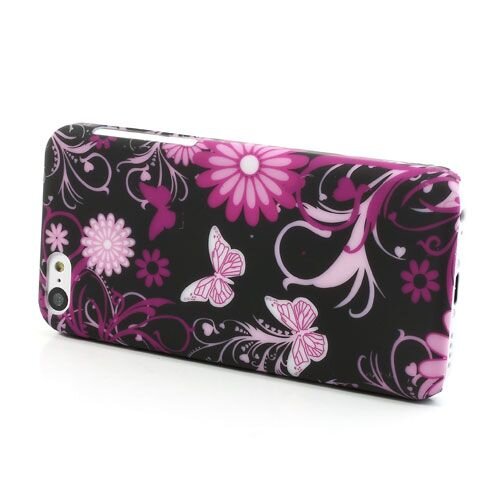 rubber coating hardcase iphone 5c vlinders flora zwart