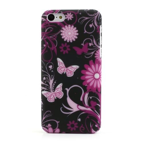 rubber coating hardcase iphone 5c vlinders flora zwart