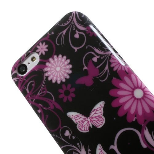 rubber coating hardcase iphone 5c vlinders flora zwart
