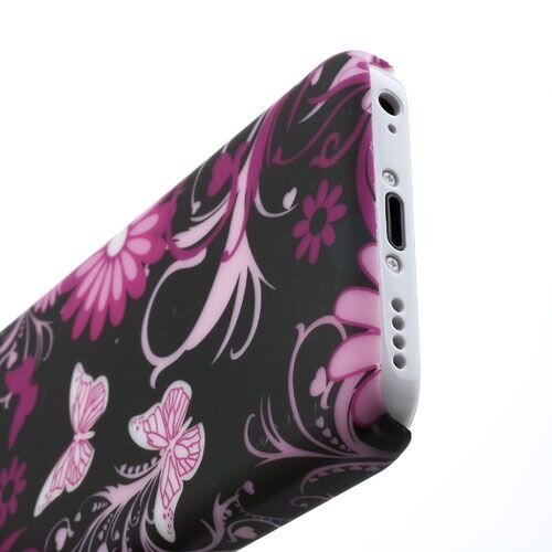 rubber coating hardcase iphone 5c vlinders flora zwart