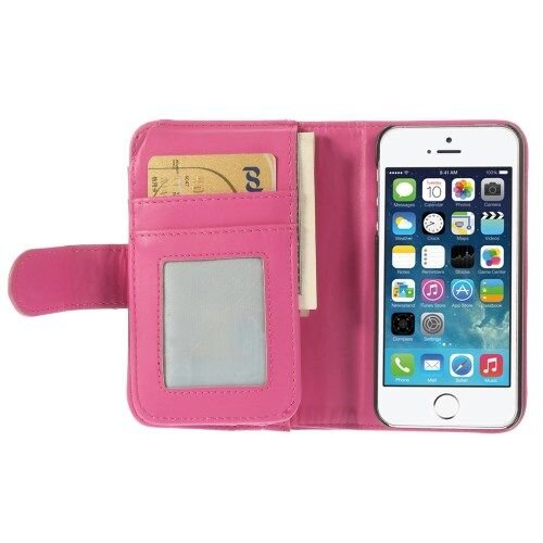 lederen pu portemonnee case iphone 5 roze