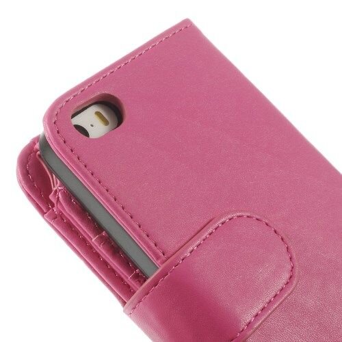 lederen pu portemonnee case iphone 5 roze