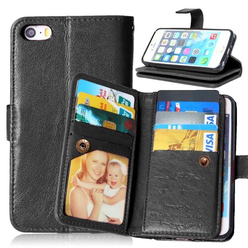 Crazy Horse crazy horse 9 kaartsleuven lederen portemonnee hoesje voor iphone se 5s 5 zwart Crazy Horse crazy horse 9 kaartsleuven lederen portemonnee hoesje voor iphone se 5s 5 zwart