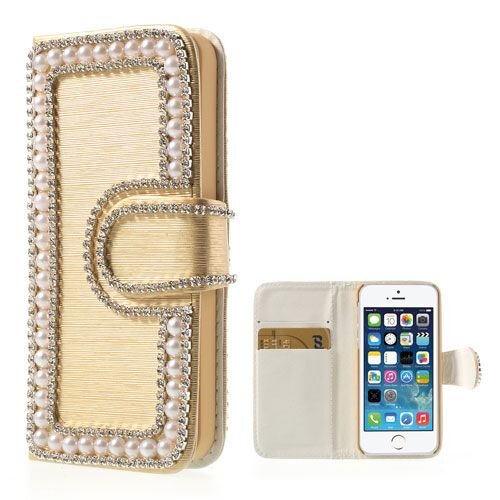 Parel Wallet case iphone 5 goud Parel Wallet case iphone 5 goud