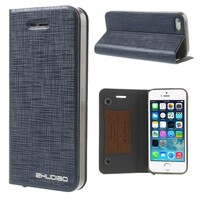Lederen stand case iphone 5 blauw