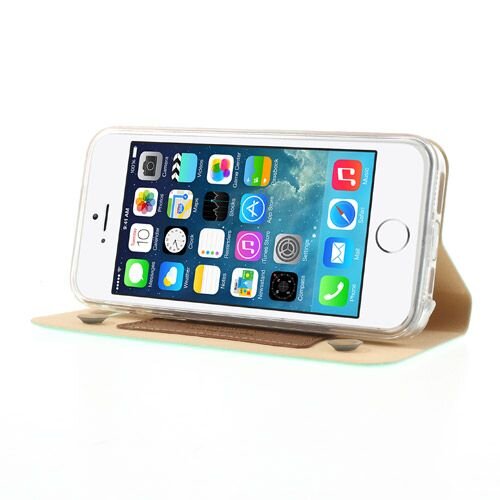 lederen stand case iphone 5 mintgroen