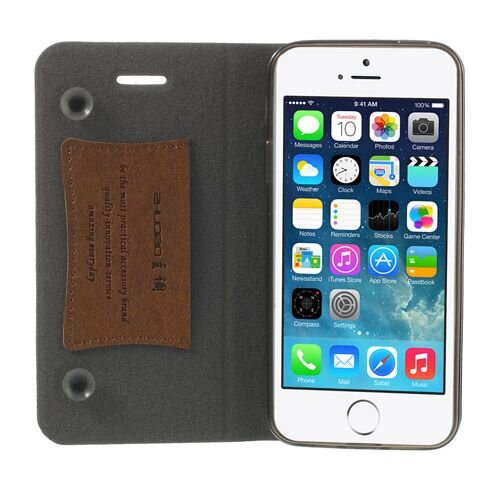 lederen stand case iphone 5 zwart 6655325