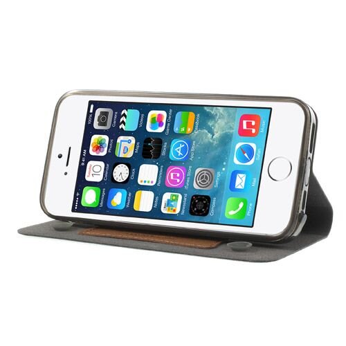 lederen stand case iphone 5 zwart 6655325