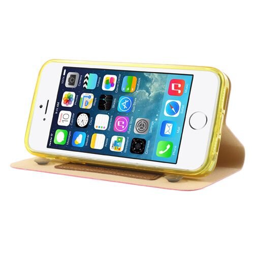 lederen stand case iphone 5 roze 6655326