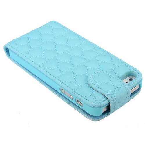 blauwe hartjes gestikte lederen flipcase iphone 5 blauwe hartjes gestikte lederen flipcase iphone 5