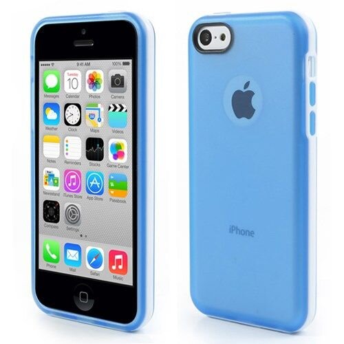 Glossy Transparante TPU Case voor iPhone 5C blauw