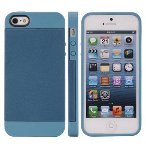 Fashion Krasbestendig Duo Materiaal Hard Case voor iPhone 5/5S (blauw) Fashion Krasbestendig Duo Materiaal Hard Case voor iPhone 5/5S (blauw)