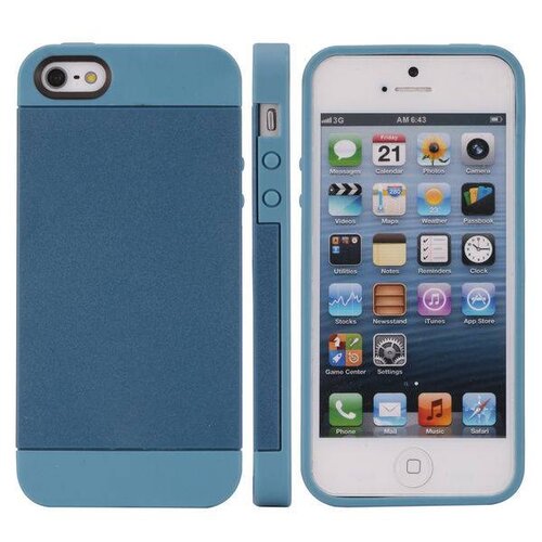 Fashion Krasbestendig Duo Materiaal Hard Case voor iPhone 5/5S (blauw) Fashion Krasbestendig Duo Materiaal Hard Case voor iPhone 5/5S (blauw)