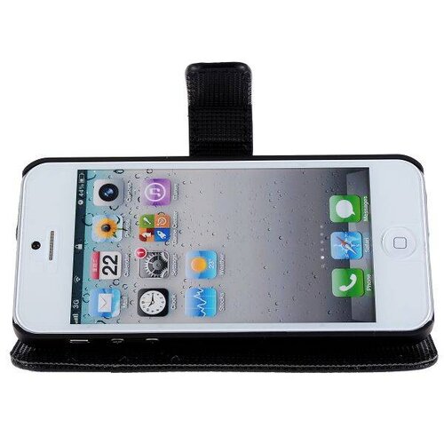 lederen wallet case voor de iphone 5 5s zwart lederen wallet case voor de iphone 5 5s zwart