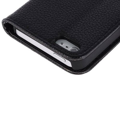 lederen wallet case voor de iphone 5 5s zwart lederen wallet case voor de iphone 5 5s zwart