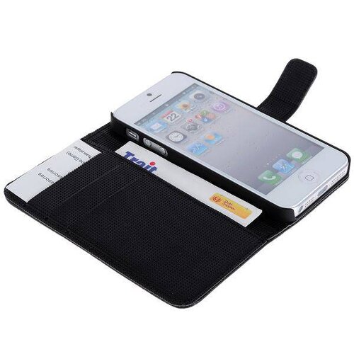 lederen wallet case voor de iphone 5 5s zwart lederen wallet case voor de iphone 5 5s zwart