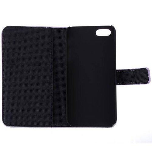 lederen wallet case voor de iphone 5 5s paars