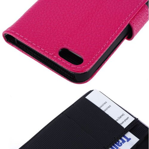 lederen wallet case voor de iphone 5 5s roze lederen wallet case voor de iphone 5 5s roze