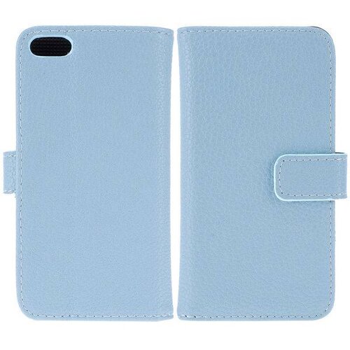 lederen wallet case voor de iphone 5 5s baby blau