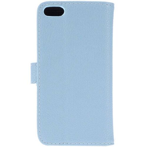 lederen wallet case voor de iphone 5 5s baby blau