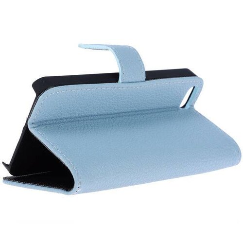 lederen wallet case voor de iphone 5 5s baby blau