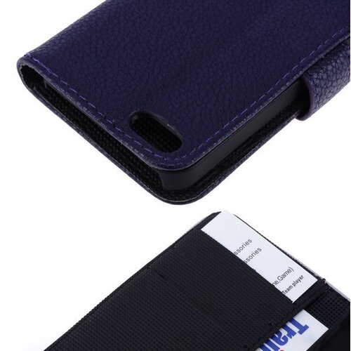 lederen wallet case voor de iphone 5 5s donker bl lederen wallet case voor de iphone 5 5s donker bl