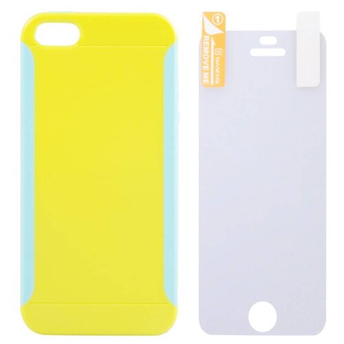 Baseus baseus hybride hardcase screenprotector iphone 5 s se geel cyaan Baseus baseus hybride hardcase screenprotector iphone 5 s se geel cyaan