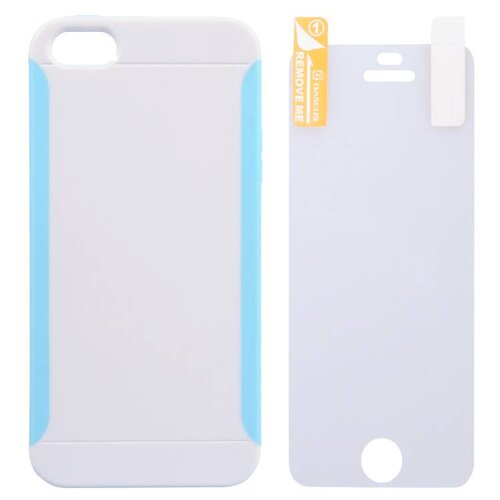 Baseus baseus hybride hardcase screenprotector iphone 5 s se wit cyaan Baseus baseus hybride hardcase screenprotector iphone 5 s se wit cyaan