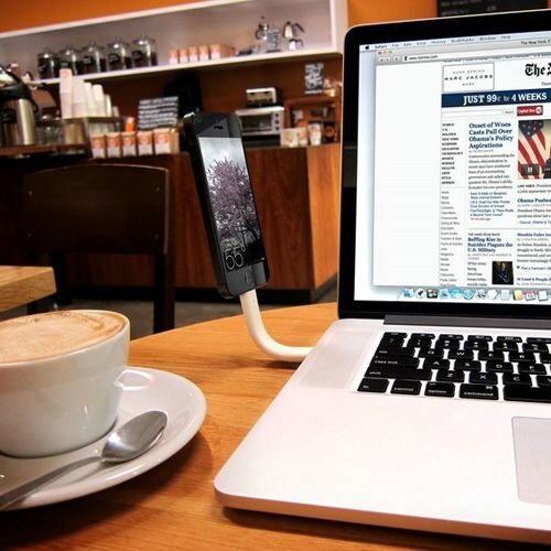 staande usb lightning 8 pin oplaadkabel wit