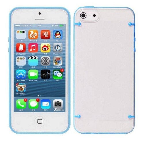 Twee Kleur Transparent TPU + PC Hard Case iPhone 5C (Blauw) Twee Kleur Transparent TPU + PC Hard Case iPhone 5C (Blauw)