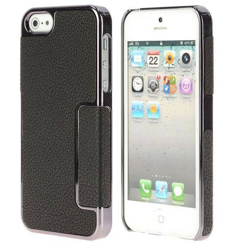 Galvaniseerde Lichee patroon lederen bekleed Case iPhone 5 5S (Zwart) Galvaniseerde Lichee patroon lederen bekleed Case iPhone 5 5S (Zwart)