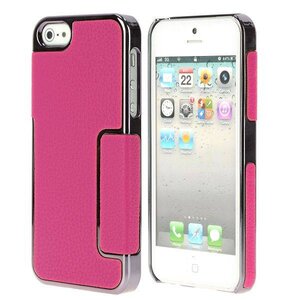 Galvaniseerde Lichee patroon lederen bekleed Case iPhone 5 5S (Roze) Galvaniseerde Lichee patroon lederen bekleed Case iPhone 5 5S (Roze)