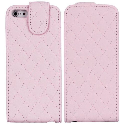 Nieuwe Grid Soft Leder Patroon Top Case voor de iPhone 5 5S roze